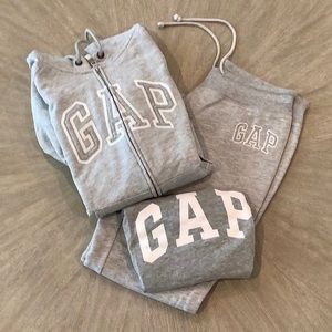 GAP Matching Zippy Sweatshirt, Sweatpant and Matching Short Sleeve Tee Set